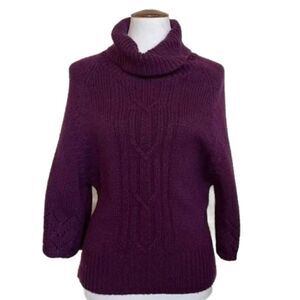 Fenn Wright Manson Deep Purple Wool Blend Chunky  Turtleneck (Size: Large)